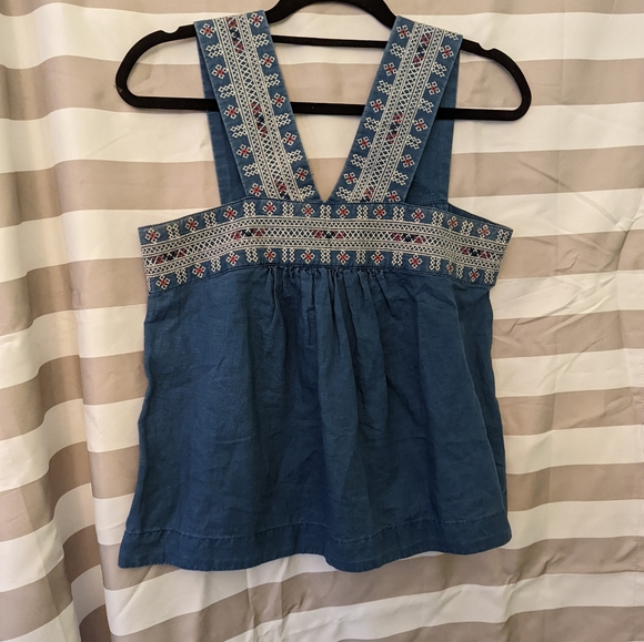Madewell Tops - Madewell Size 6 SUPER CUTE BOHO LINEN BLEND TOP